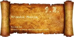 Vranka Maxim névjegykártya